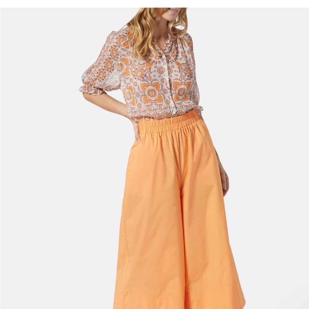 Joie women’s mondetta silk blouse orange white size small